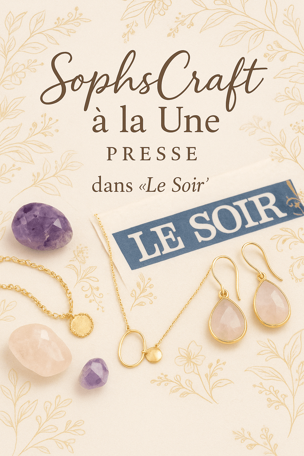 SophsCraft mis en lumière dans Le Soir : une histoire qui se dessine lentement, avec précision et retenue - Bijouterie - SophsCraft Jewels