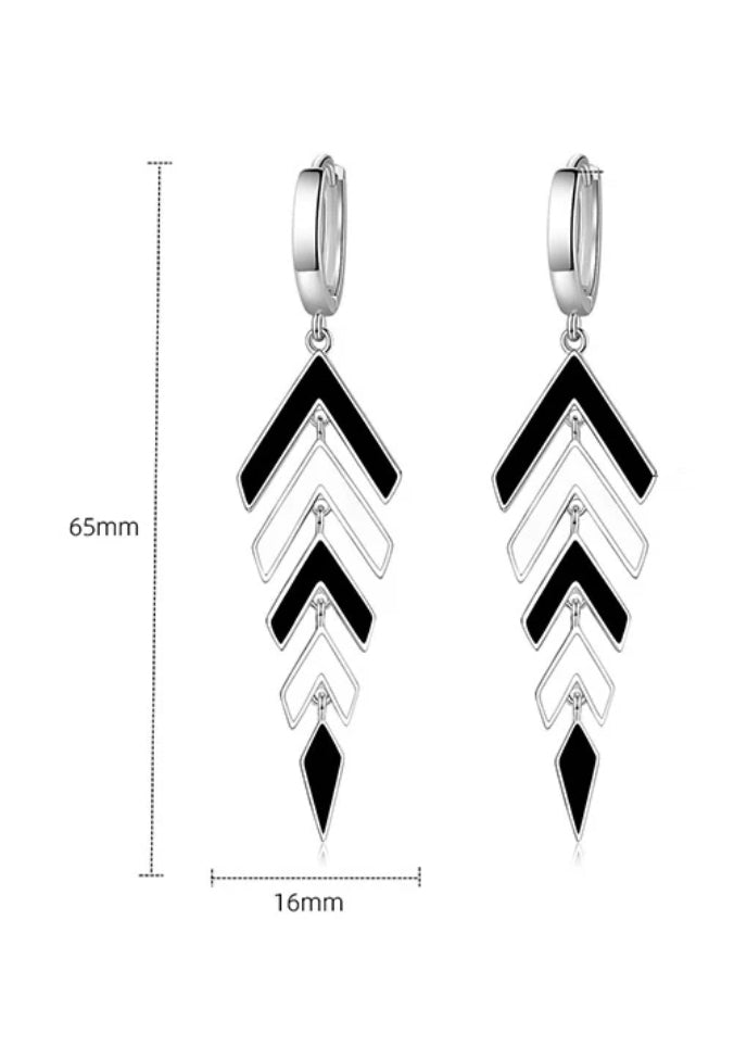 Boucles d’Oreilles Black & White - Élégance en Silver 925