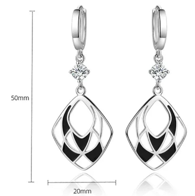 Boucles d’Oreilles Black & White - Élégance en Silver 925