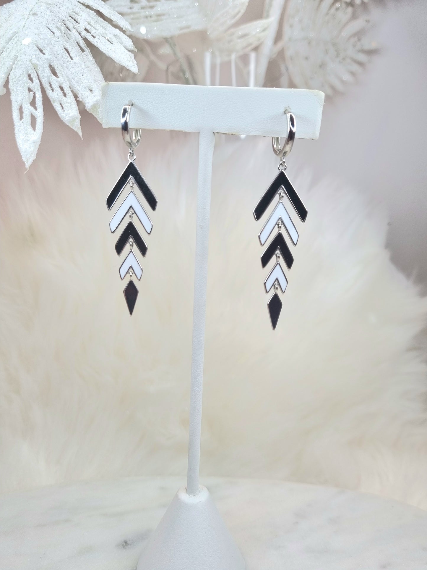 Boucles d’Oreilles Black & White - Élégance en Silver 925