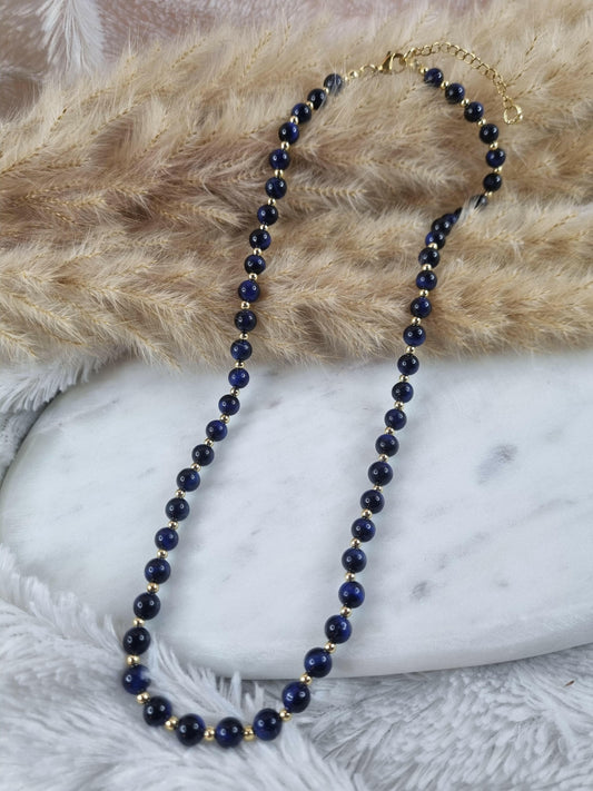 Collier Date-me en Pierre Naturelle - Élégance en Agate Bleue.