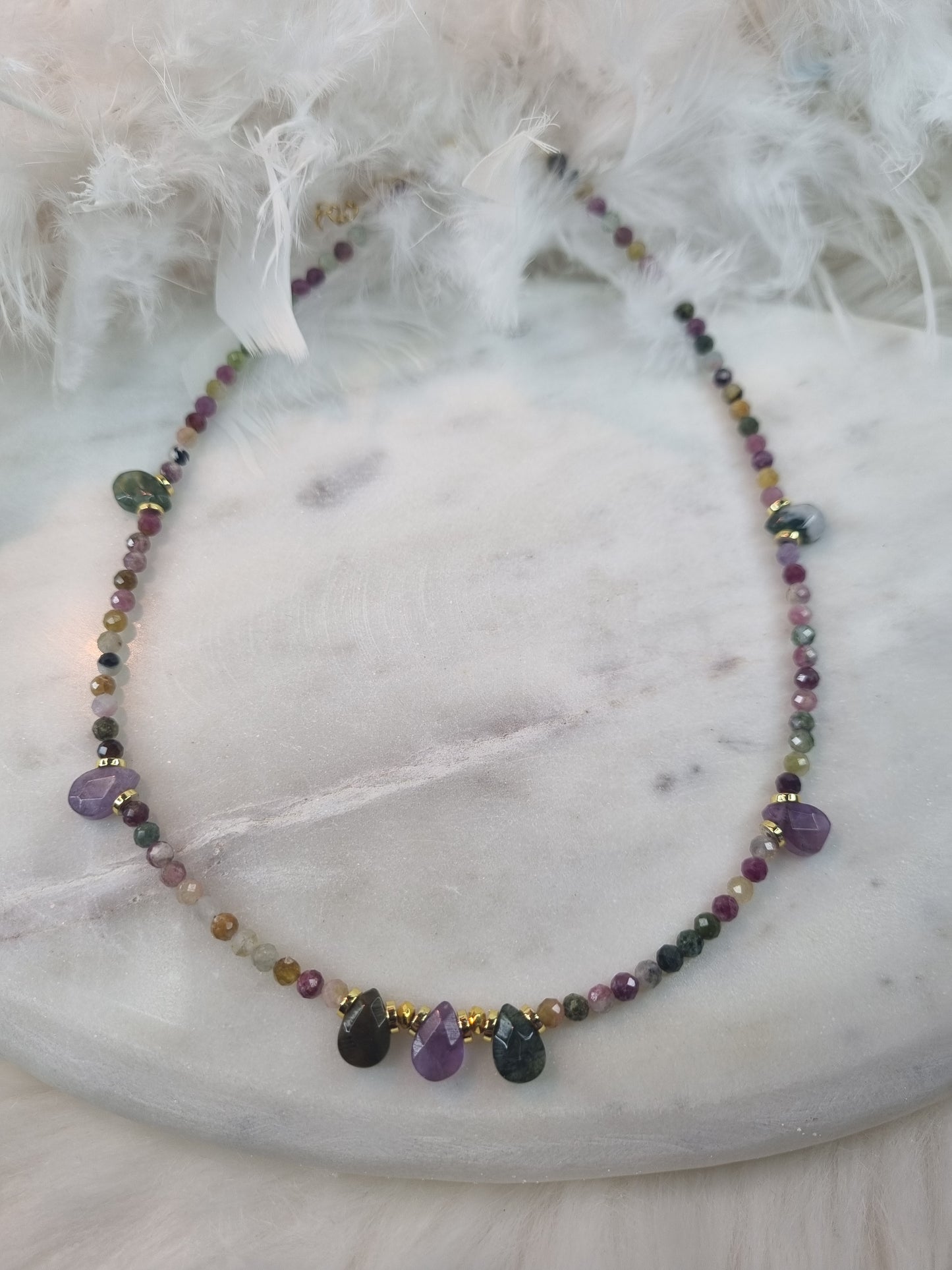 Gemstone Symphony: The Mixed tourmaline Bead Necklace.