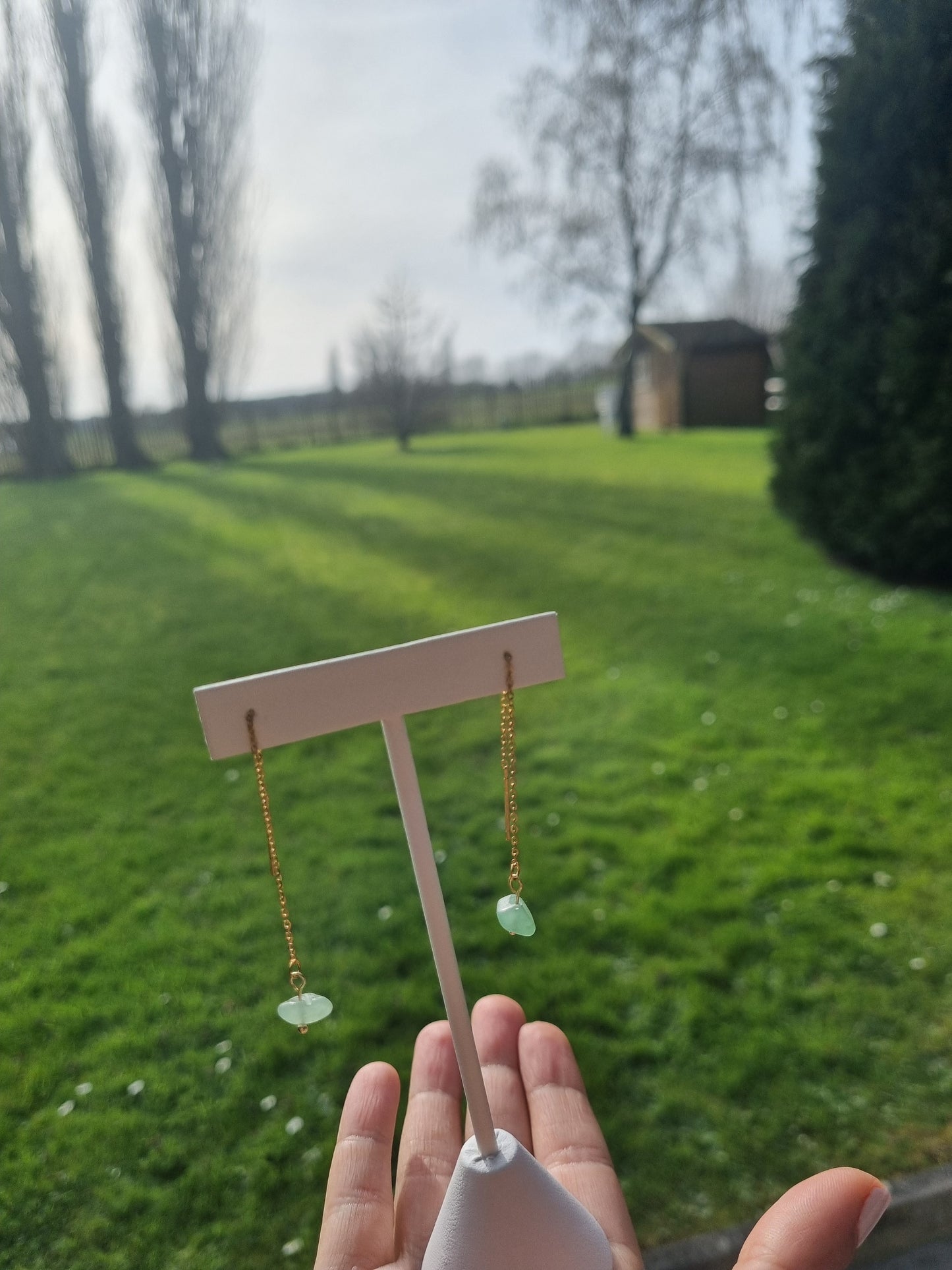 Boucles d’Oreilles Éclat de Verdure - Élégance Contemporaine en Or Fin